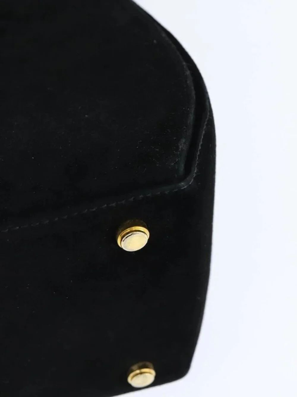 Salvatore Ferragamo Hand Bag Suede 2way Black Gold Auth BA7321